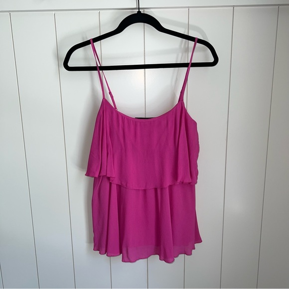 BCBG tiered magenta ruffle tank - Picture 4 of 12